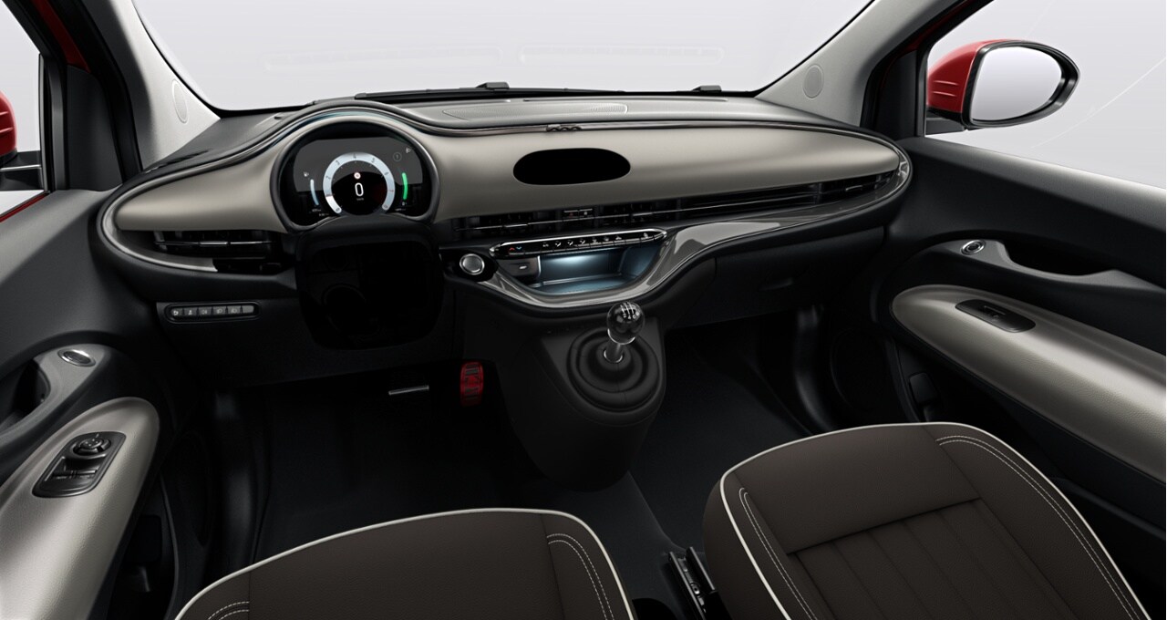 Fiat Graphite & Ivory "Cannelloni" Eco-Leather Seats / Fiat Monogram Capote