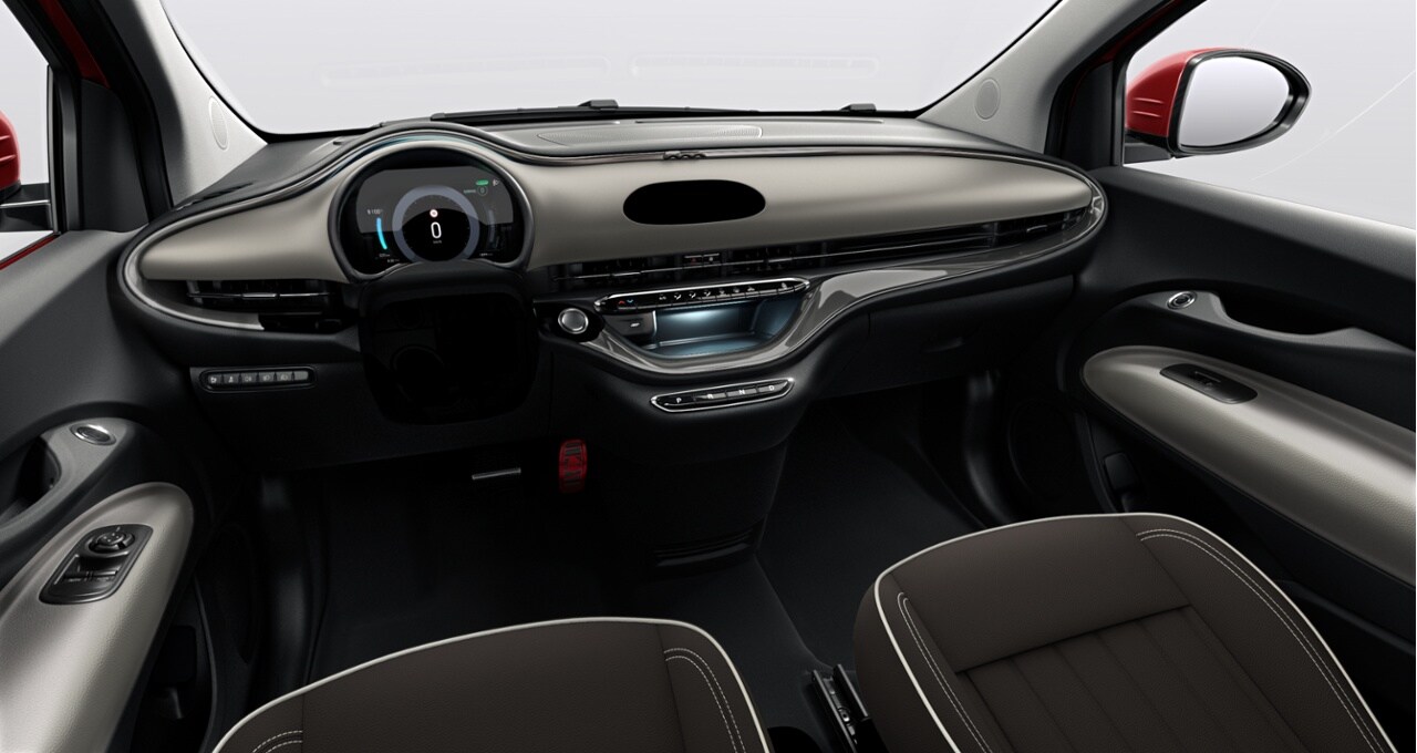 Fiat Graphite & Ivory "Cannelloni" Eco-Leather Seats / Fiat Monogram Capote