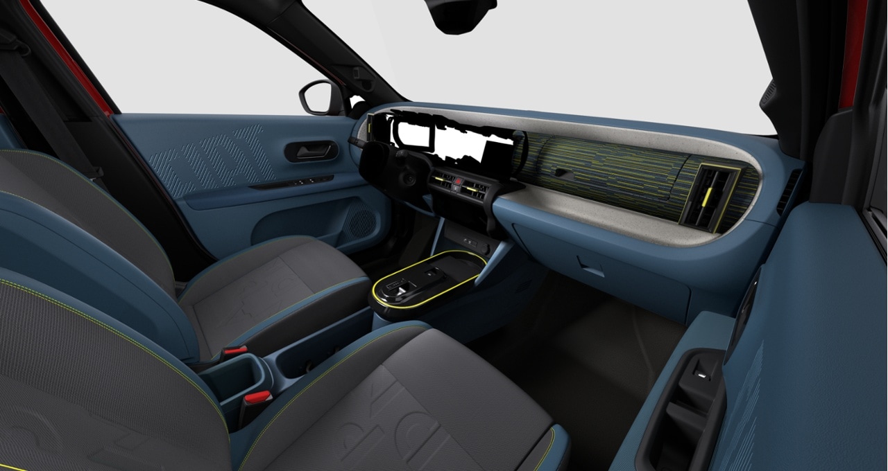 Two-tone Black/Blue 'Style' Fabric Interior with Panda Lettering