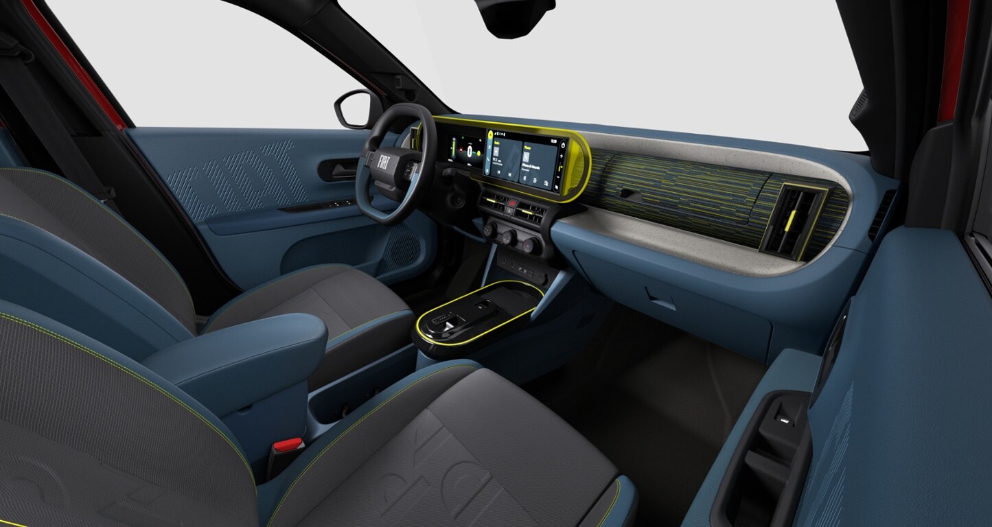 Two-tone Black/Blue 'Style' Fabric Interior with Panda Lettering